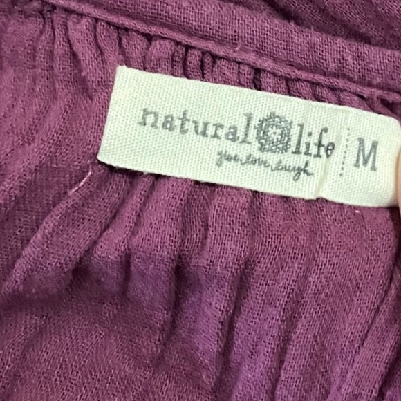 Natural Life Purple Gauze Midi Dress Medium Sleeveless Boho Frayed Hem Womens - Picture 6 of 7